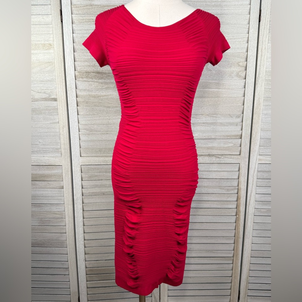 PRIME CUT Red Cutout Bodycon Midi Dress-Jrs (OS)